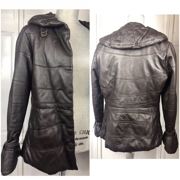 PATIZIA LUCA Leather Jacket l Brown BUTTERY MOTO LEATHER JA…